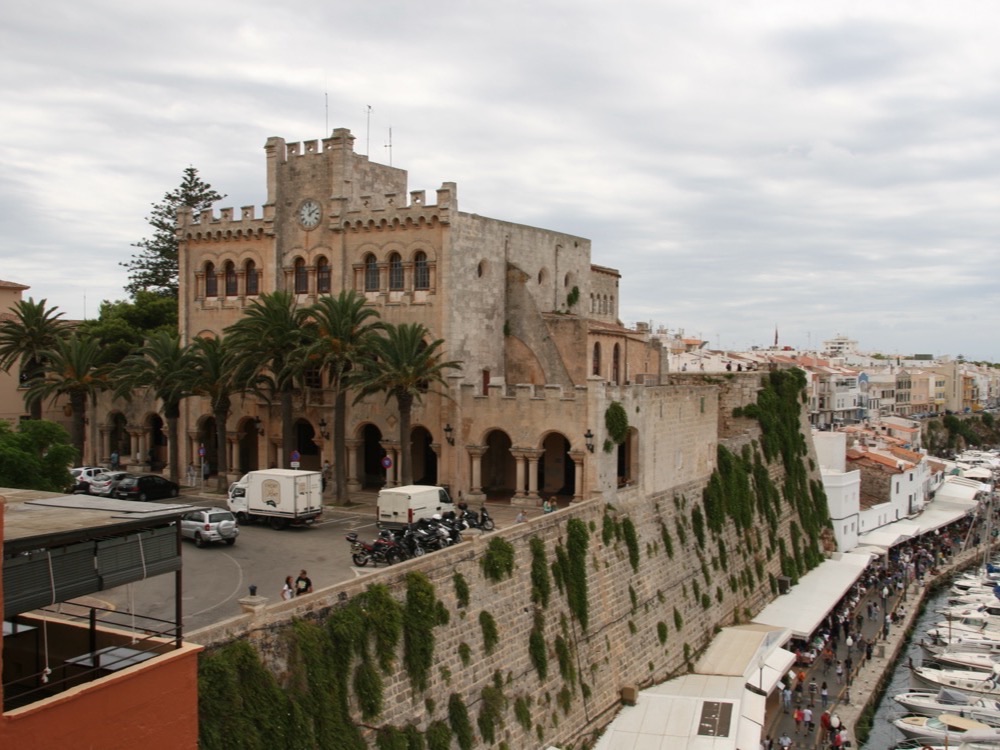 The town hall of Ciutadella above the harbour, Menorca