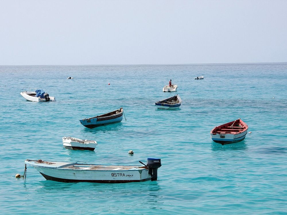 Fishing boats on the beach at Santa Maria on Sal, Cape Verde