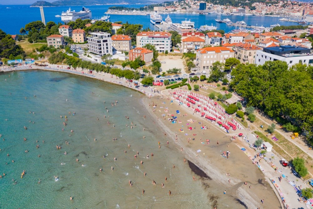 Bačvice beach, About a twenty minute walk east of the old town