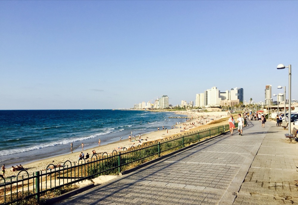 The beachfront promenade, Along the sea, from the port to Jaffa