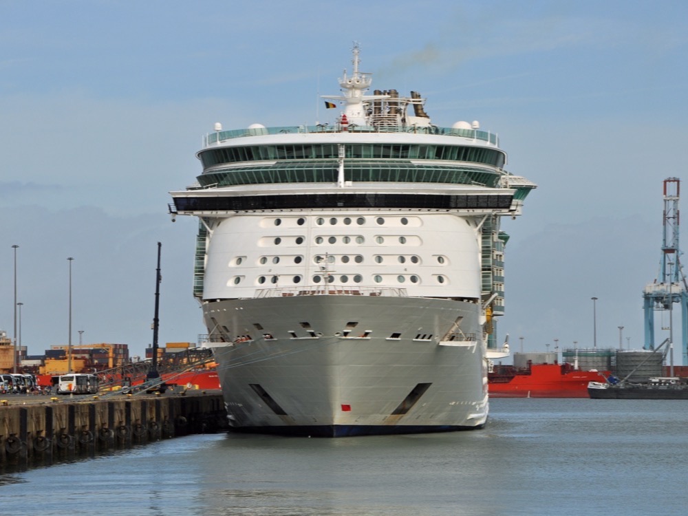 The cruise ship Independence of the Seas alongside in port