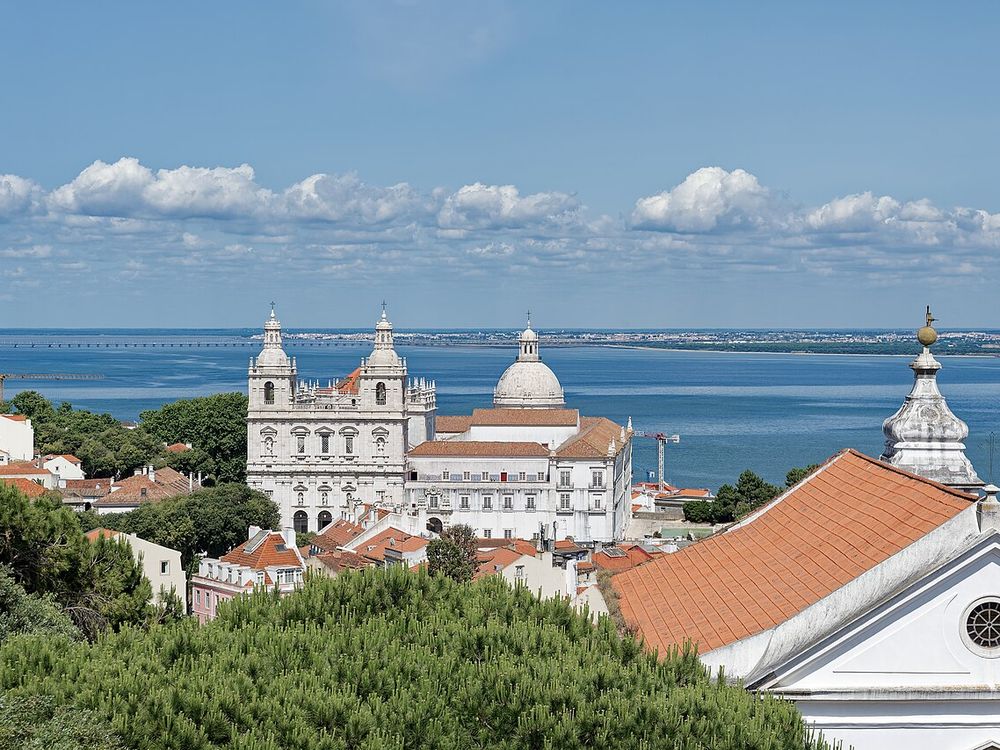The rooftops of Alfama and the São Vicente church seen from São Jorge castle in Lisbon