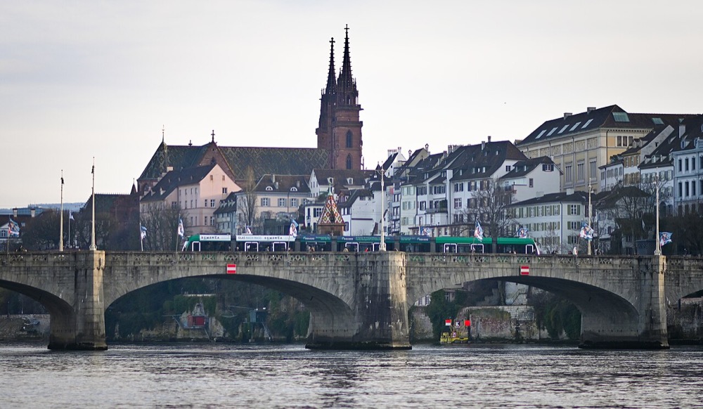 The Rhine and the Mittlere Brücke, Old town, Basel