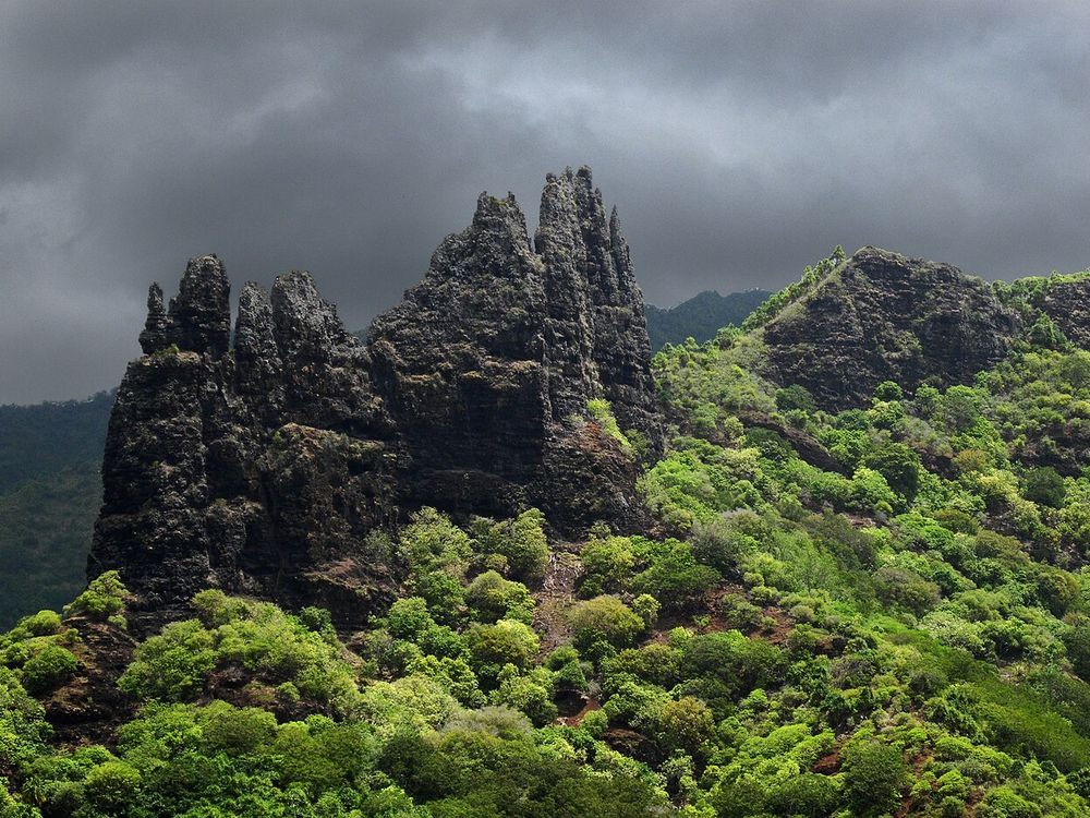La bahía de Hatiheu, Nuku Hiva, islas Marquesas