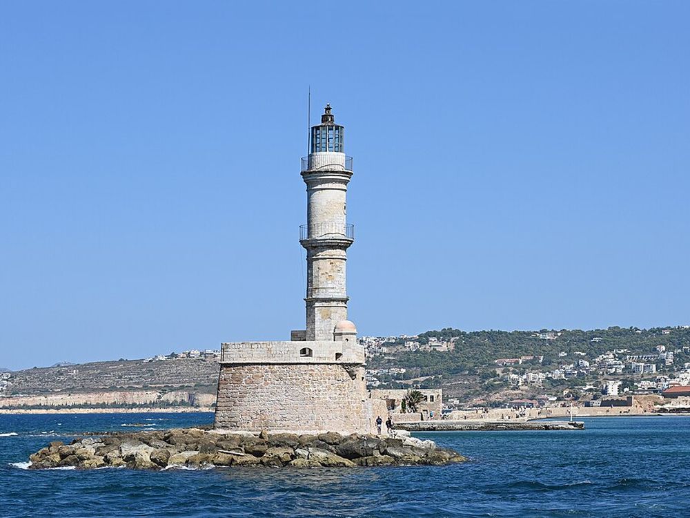 The Venetian harbour and lighthouse of Chania, Crete