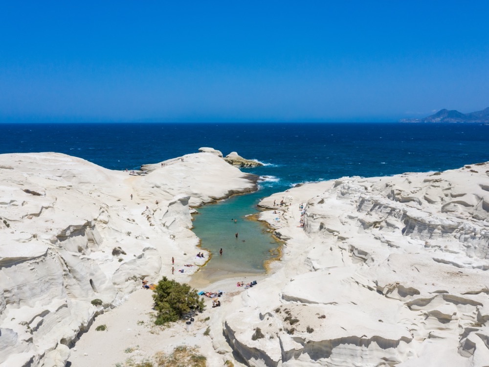 The white volcanic rock of Sarakiniko beach on Milos