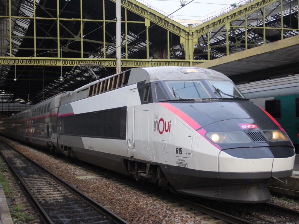 A TGV inOui double-deck train at Paris Gare de Lyon