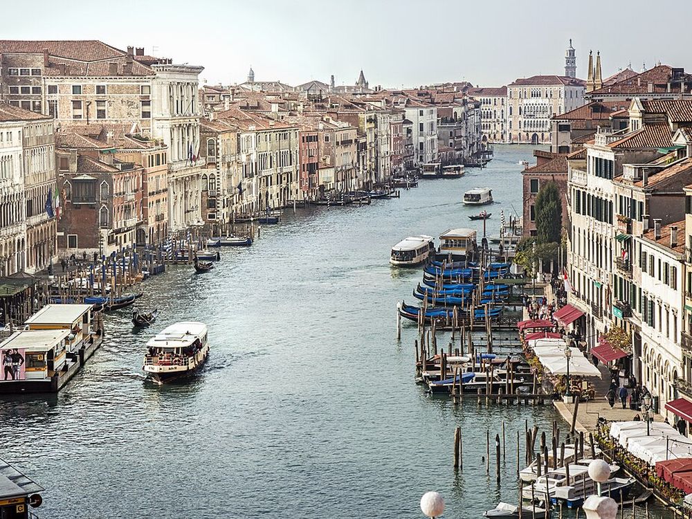 The Grand Canal in Venice seen from the Rialto bridge towards Ca' Foscari