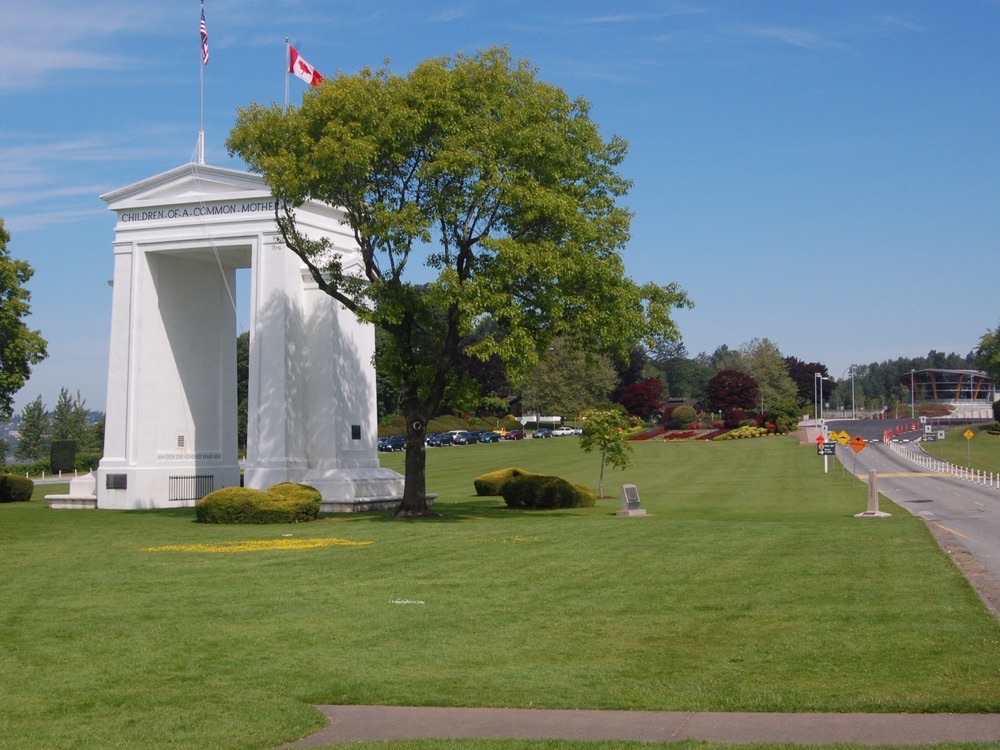 The Peace Arch on the border between Blaine, Washington and Surrey, British Columbia