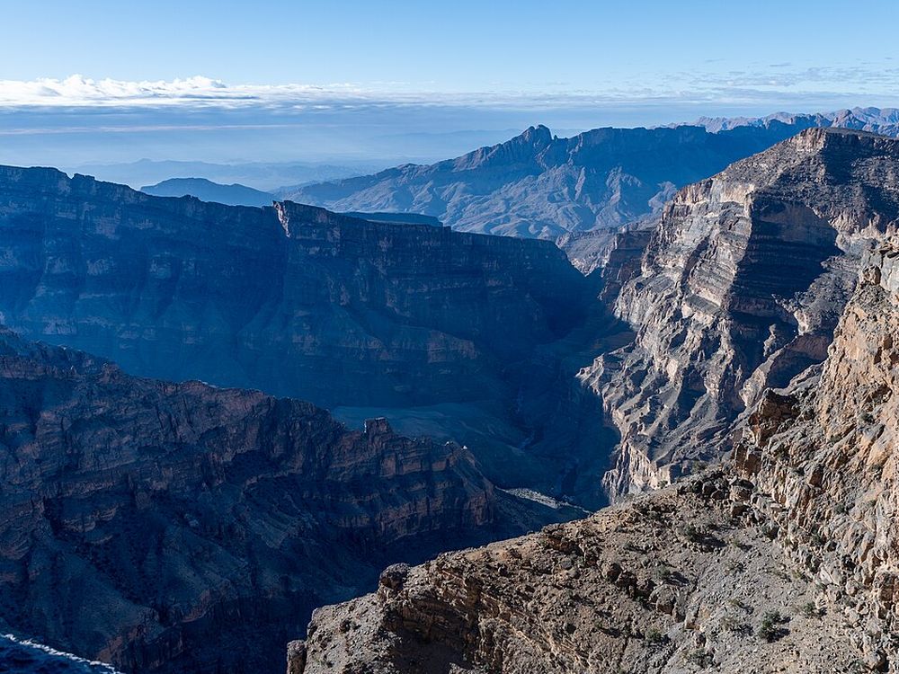 Jebel Shams y el cañón de Wadi Ghul, Al Hamra, montañas de Hajar
