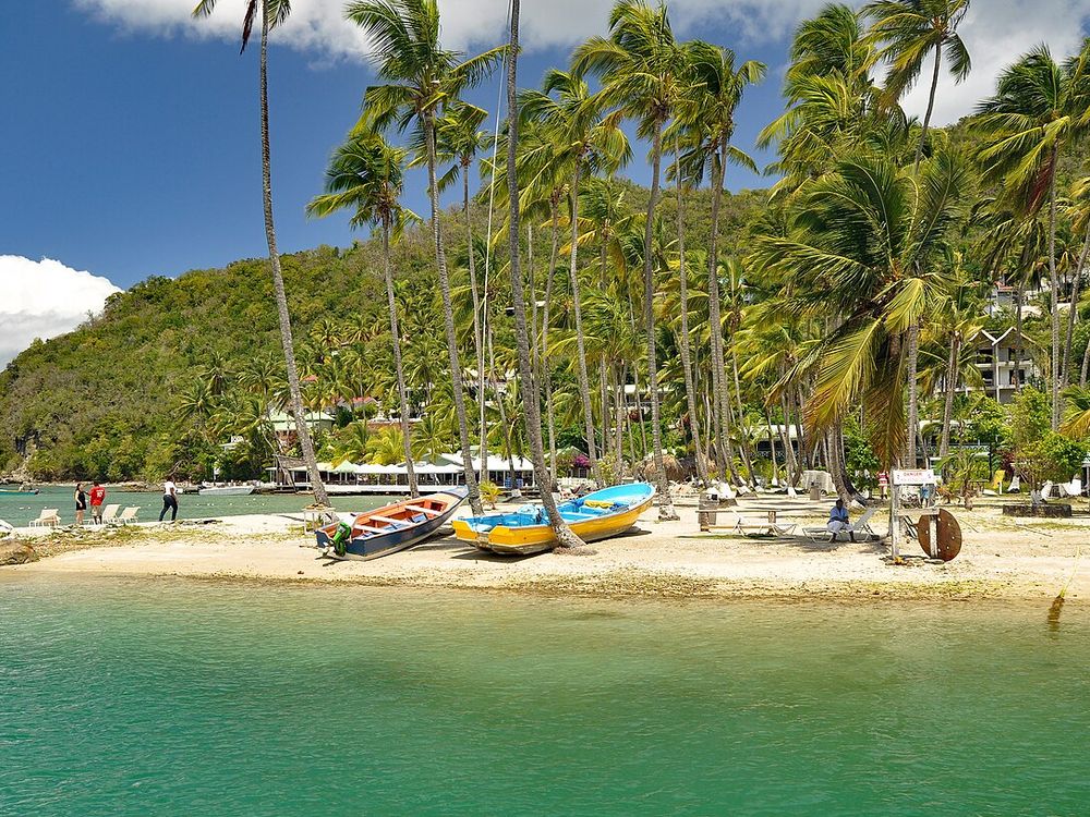 Yachts in the sheltered water of Marigot Bay, St Lucia