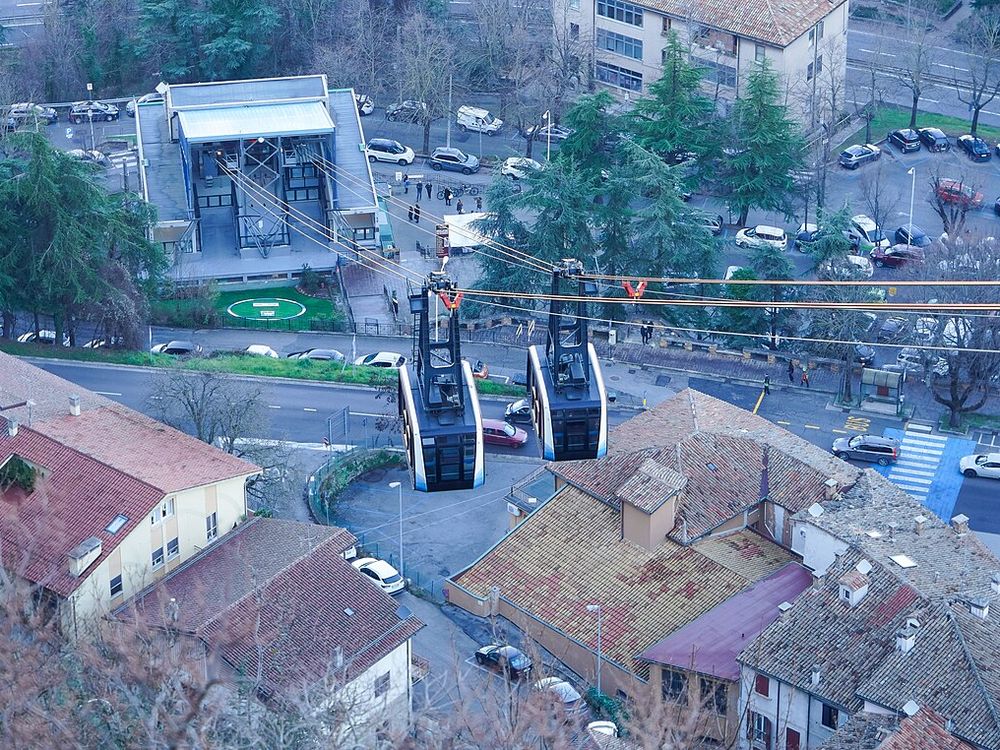 La funivia, Da Borgo Maggiore al centro storico