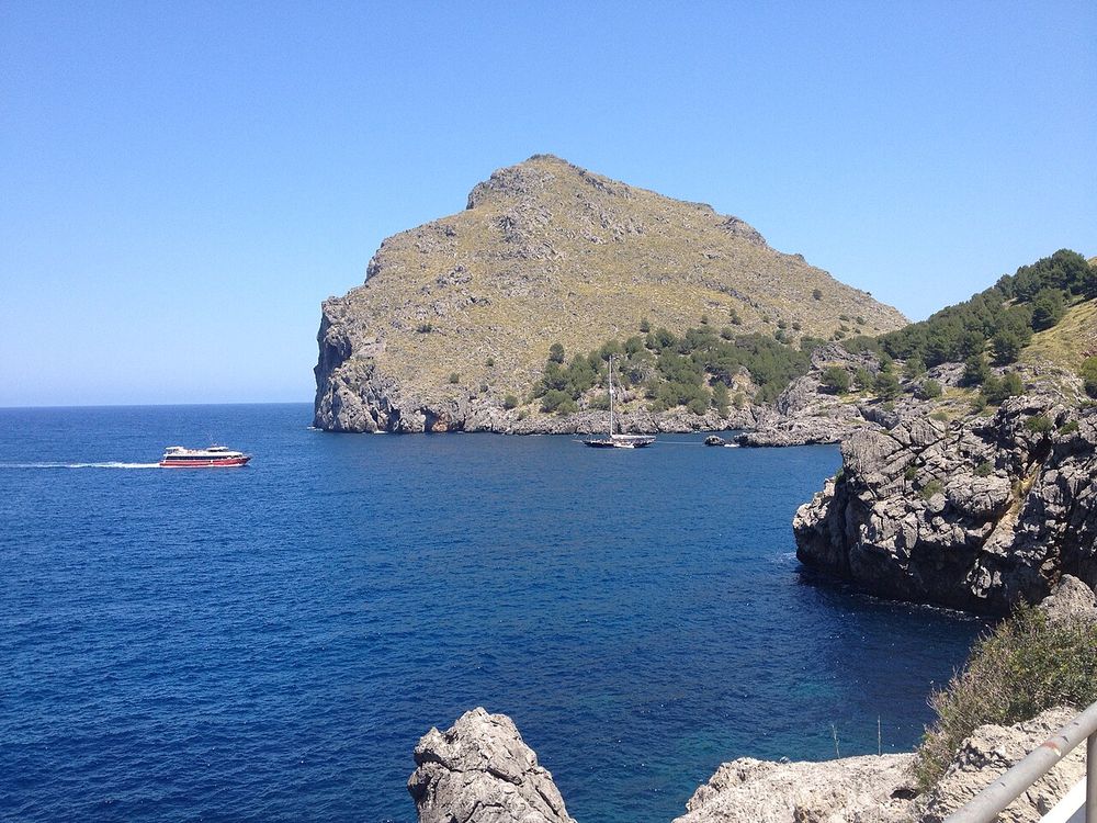 The narrow cove of Sa Calobra between high cliffs, Mallorca