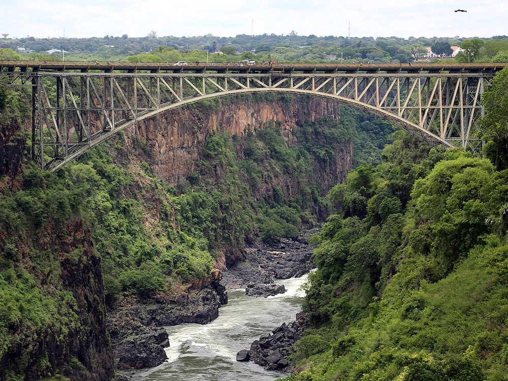 El puente de las cataratas Victoria, Frontera entre Zambia y Zimbabue